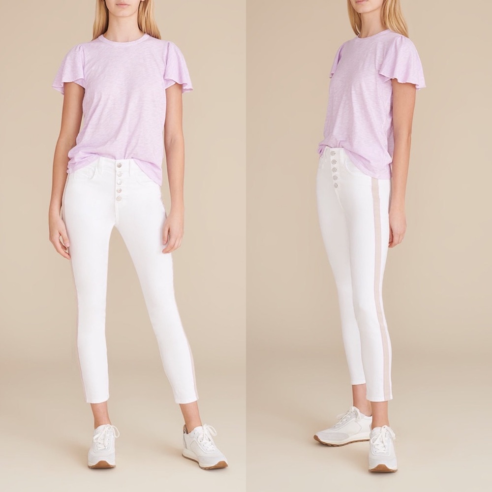 NWT Veronica Beard Debbie White High-Rise Skinny Jean Tuxedo Stripe Women’s 25